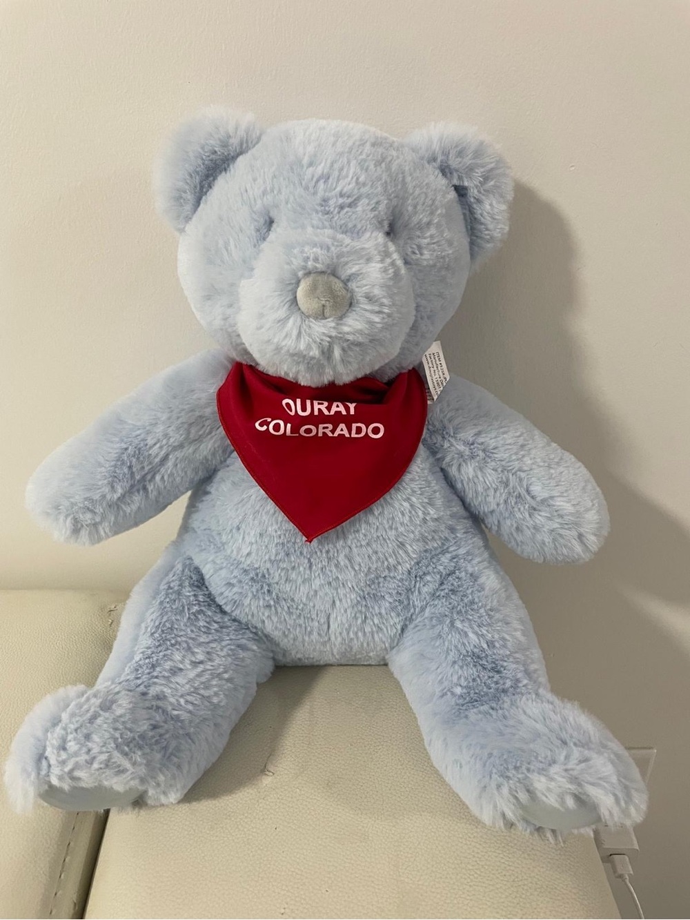 Light Blue Plush Teddy Bear with Red Bandana - Kids Stuffed Animal
